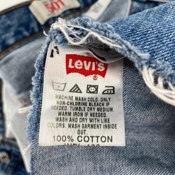 Levi's 501 Distressed High Rise DIY Cut Off Button Fly Denim 34 Jean Shorts - Picture 6 of 8